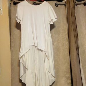 Long White Loose Tunic Style Dress